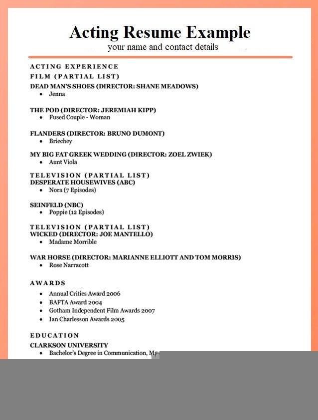 Crafting Your First Step: An Acting Resume Example For Beginners