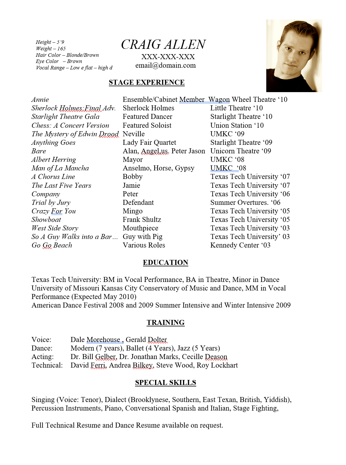Essential Acting Resume Template For College Auditions: Stand Out in Your Applications