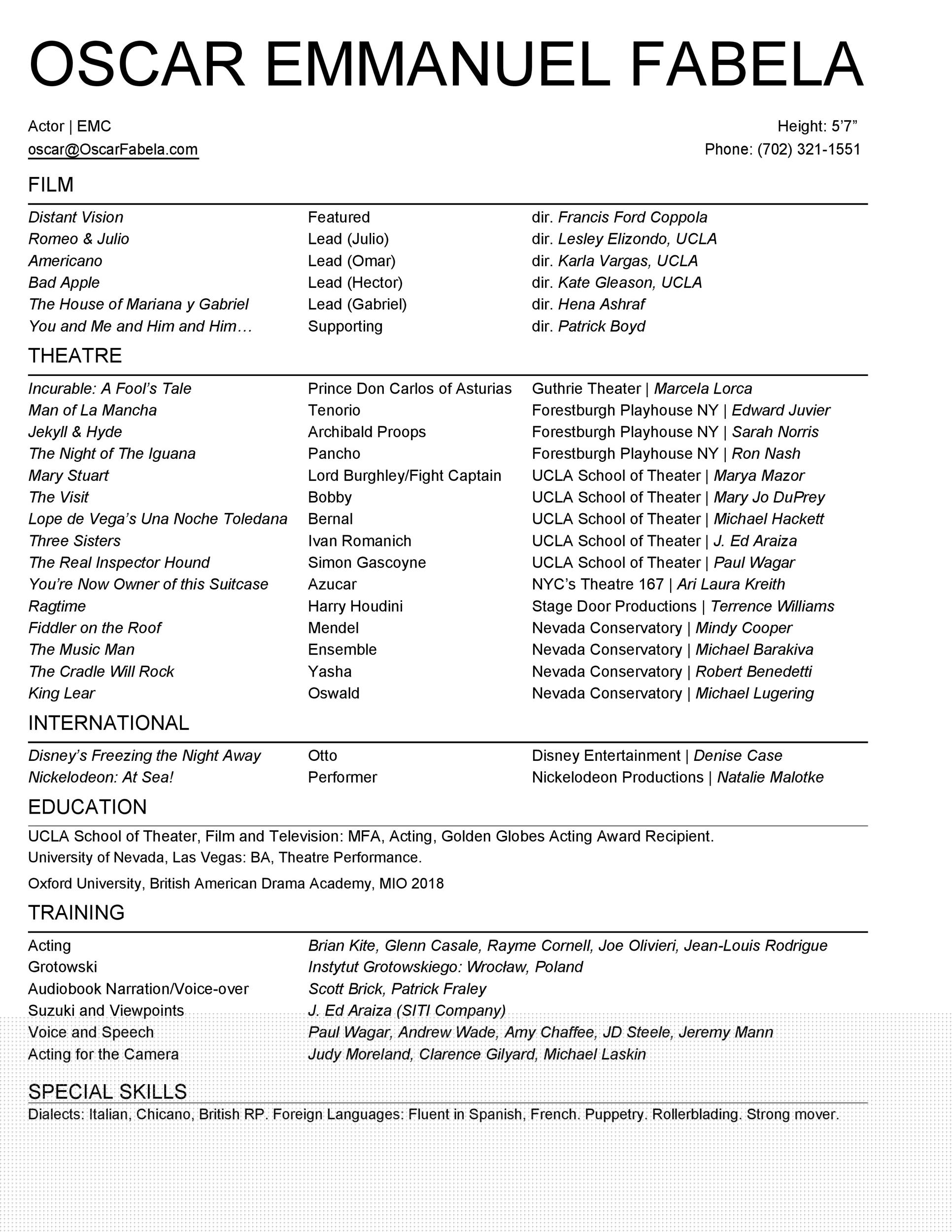 Crafting the Perfect Acting Resume: A Comprehensive Acting Resume Template For Mac