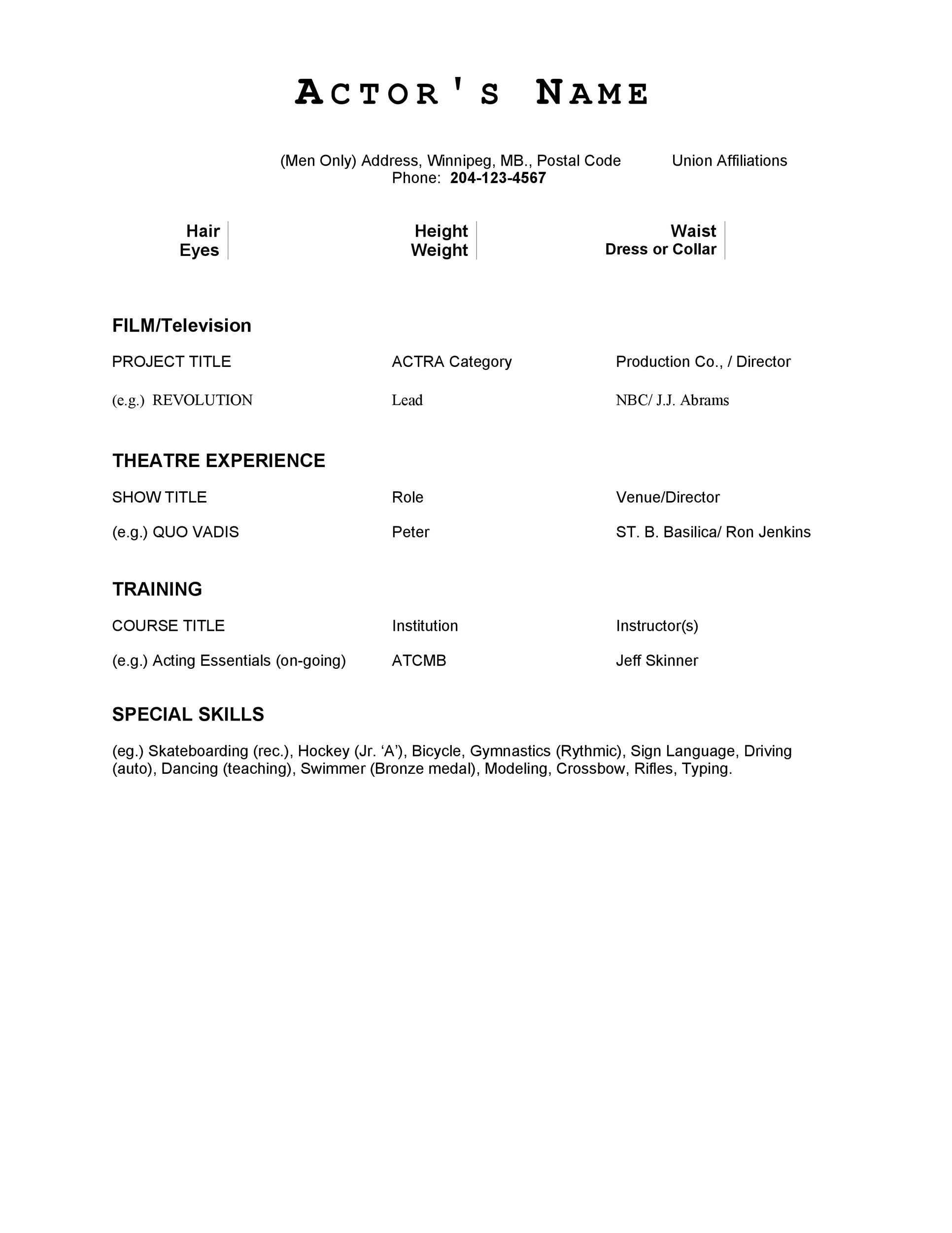 Creating a Standout Profile: Essential Acting Resume Template Pages