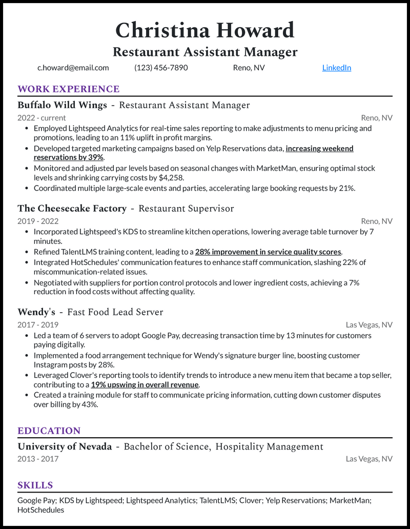 Tips for Crafting an Impressive Assistant Manager Resume In Restaurant
