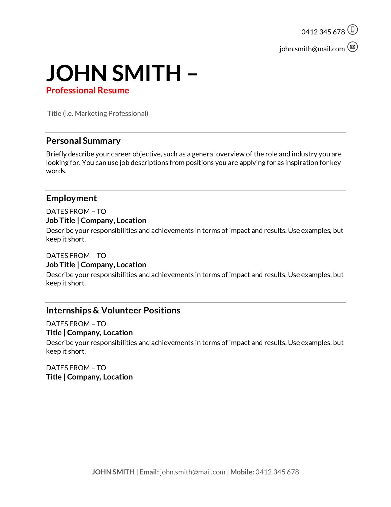 Crafting Your Future: A Comprehensive Guide to Basic Resume Template Australia