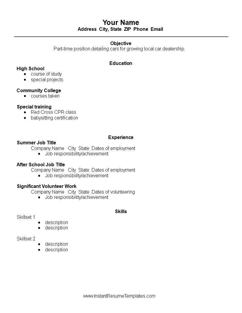 Essential Tips and a Basic Resume Template For High School Graduate Success