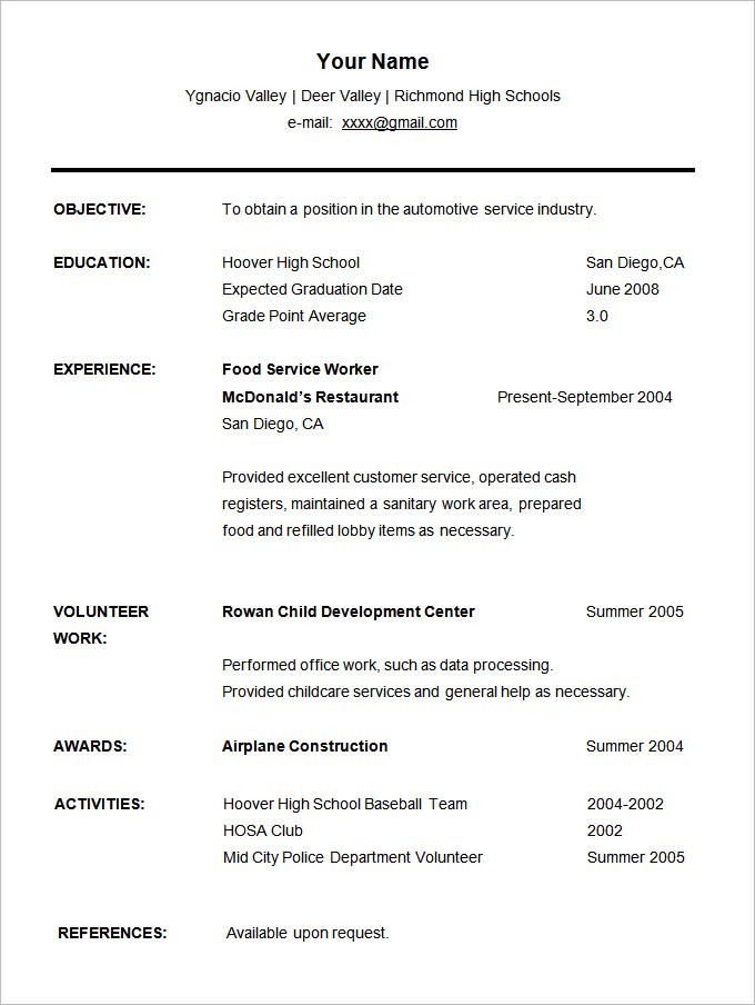 Essential Guide to Crafting a Basic Resume Template for High School Students