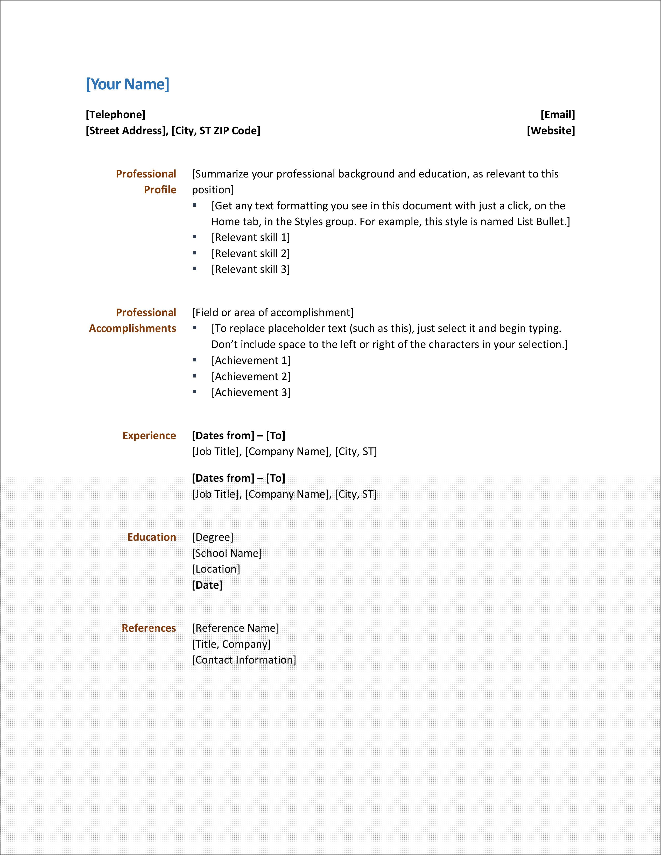 How to Create Your Perfect Job Application with a Basic Resume Template In Word