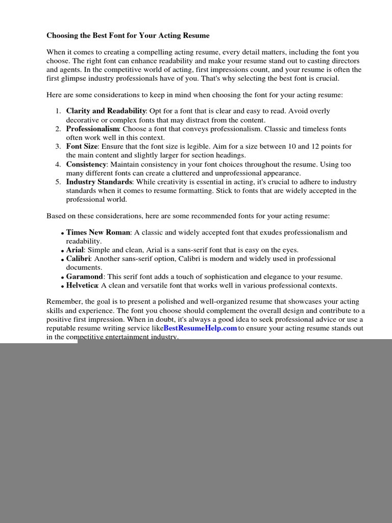 Discover the Best Acting Resume Font for Your Audition Success