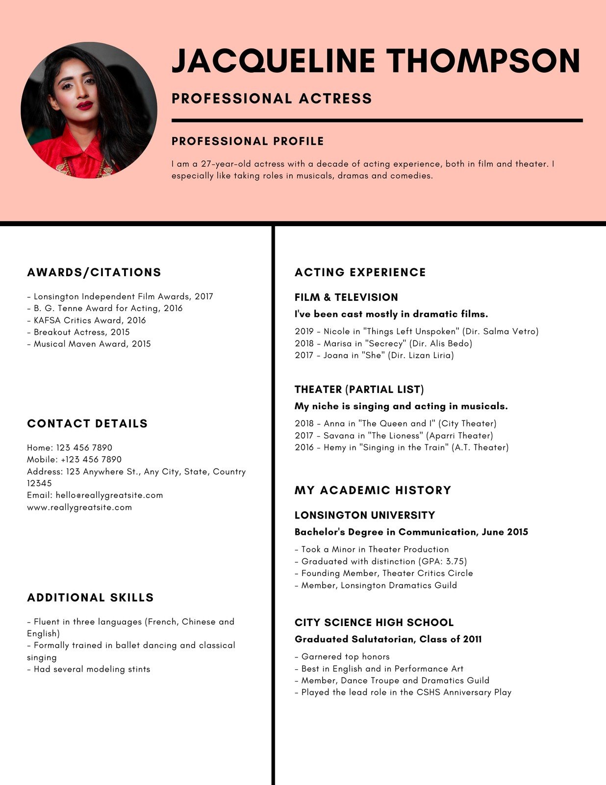 The Ultimate Guide to the Best Acting Resume Template: Stand Out in Auditions