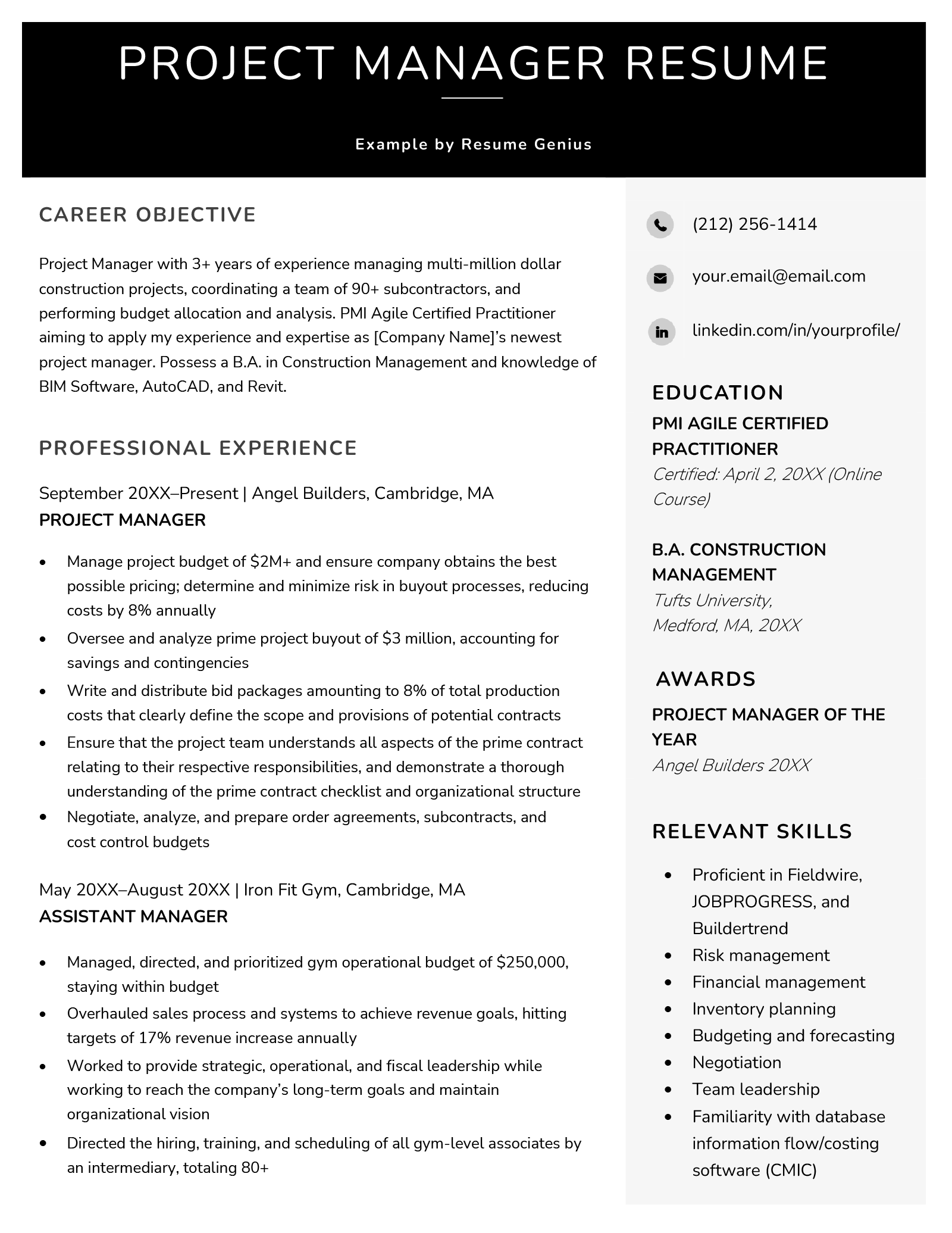 Discover the Best Resume Template For Project Manager to Land Your Dream Job