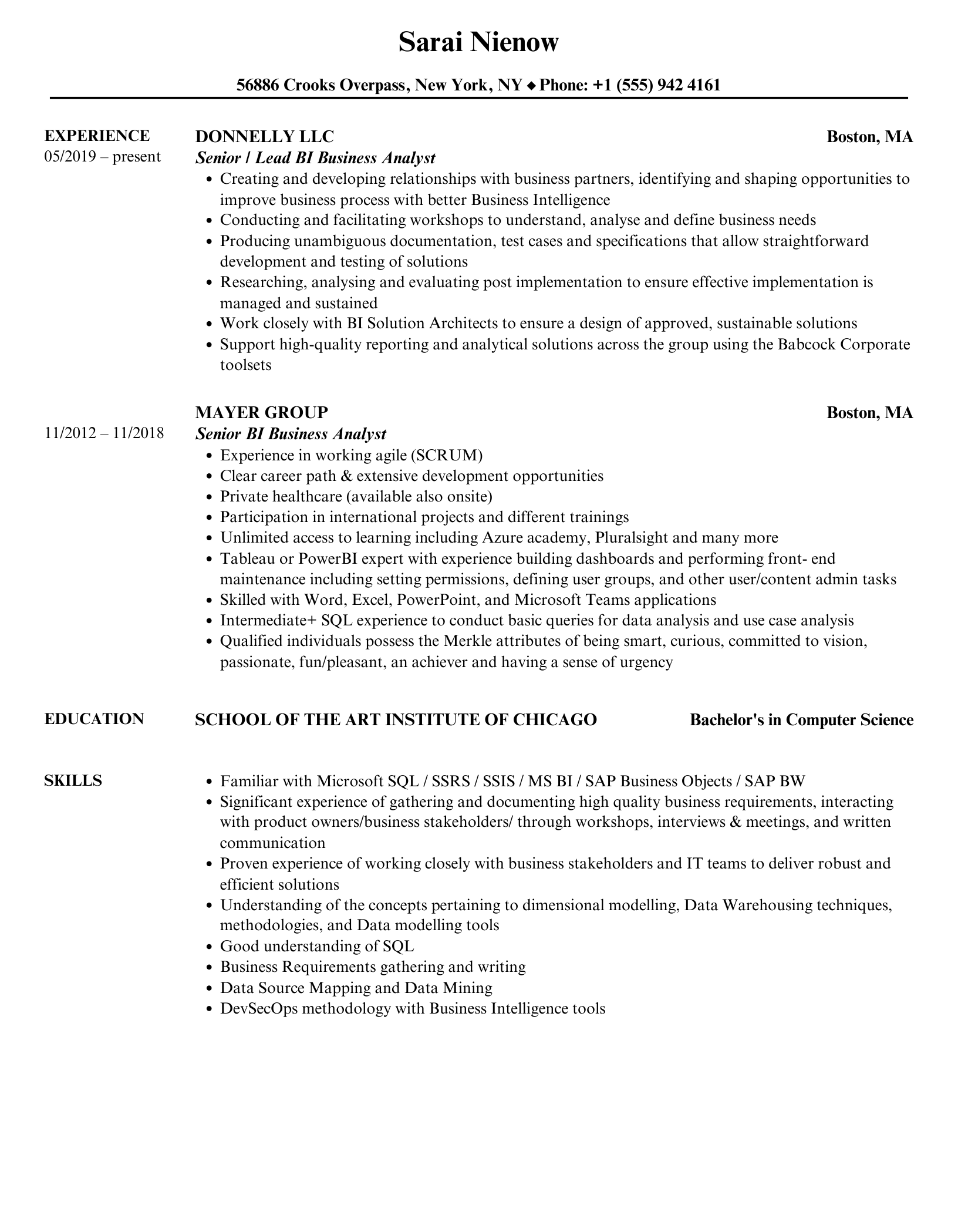 Crafting the Perfect Business Analyst Bi Resume: Tips and Best Practices