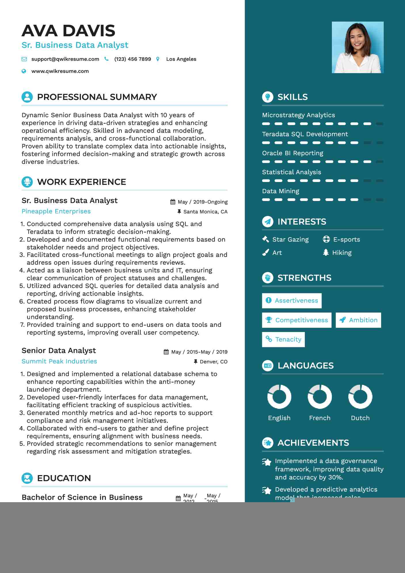 Crafting the Perfect Business Analyst Data Analyst Resume: Tips and Examples