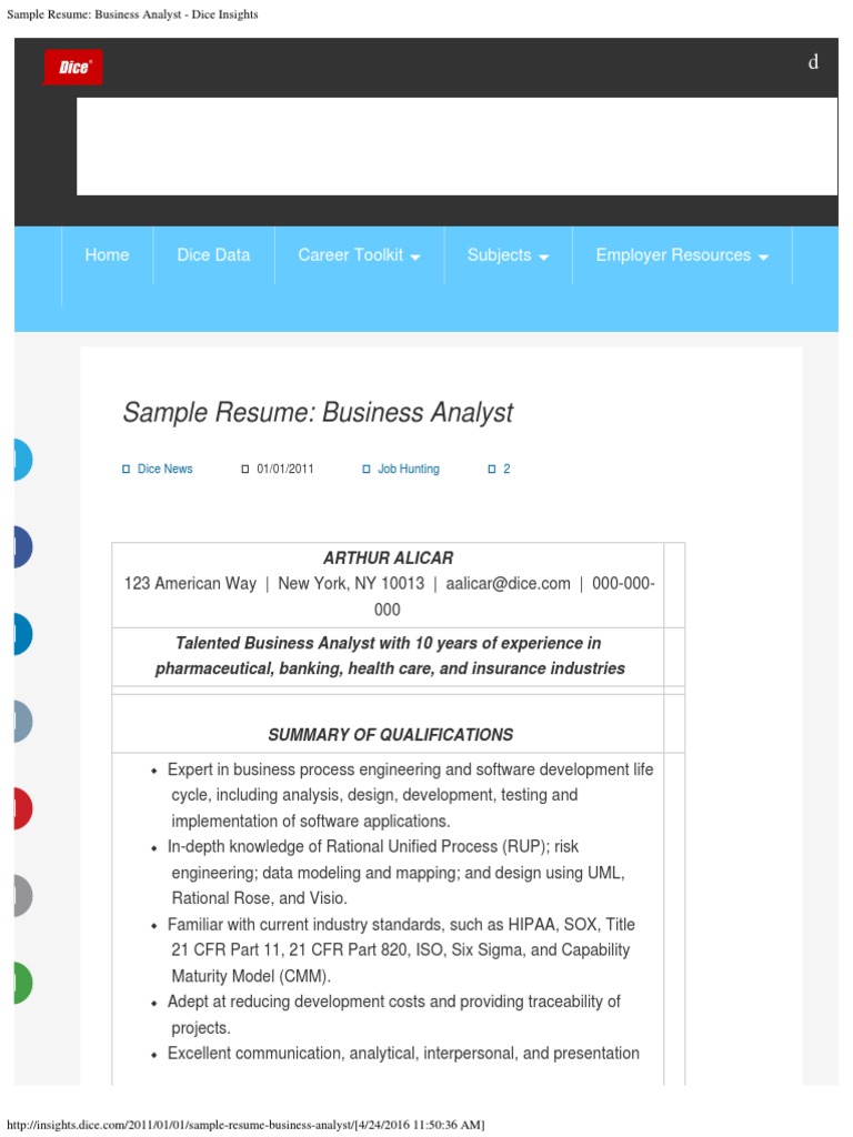 Maximizing Your Job Prospects with a Standout Business Analyst Resume Dice