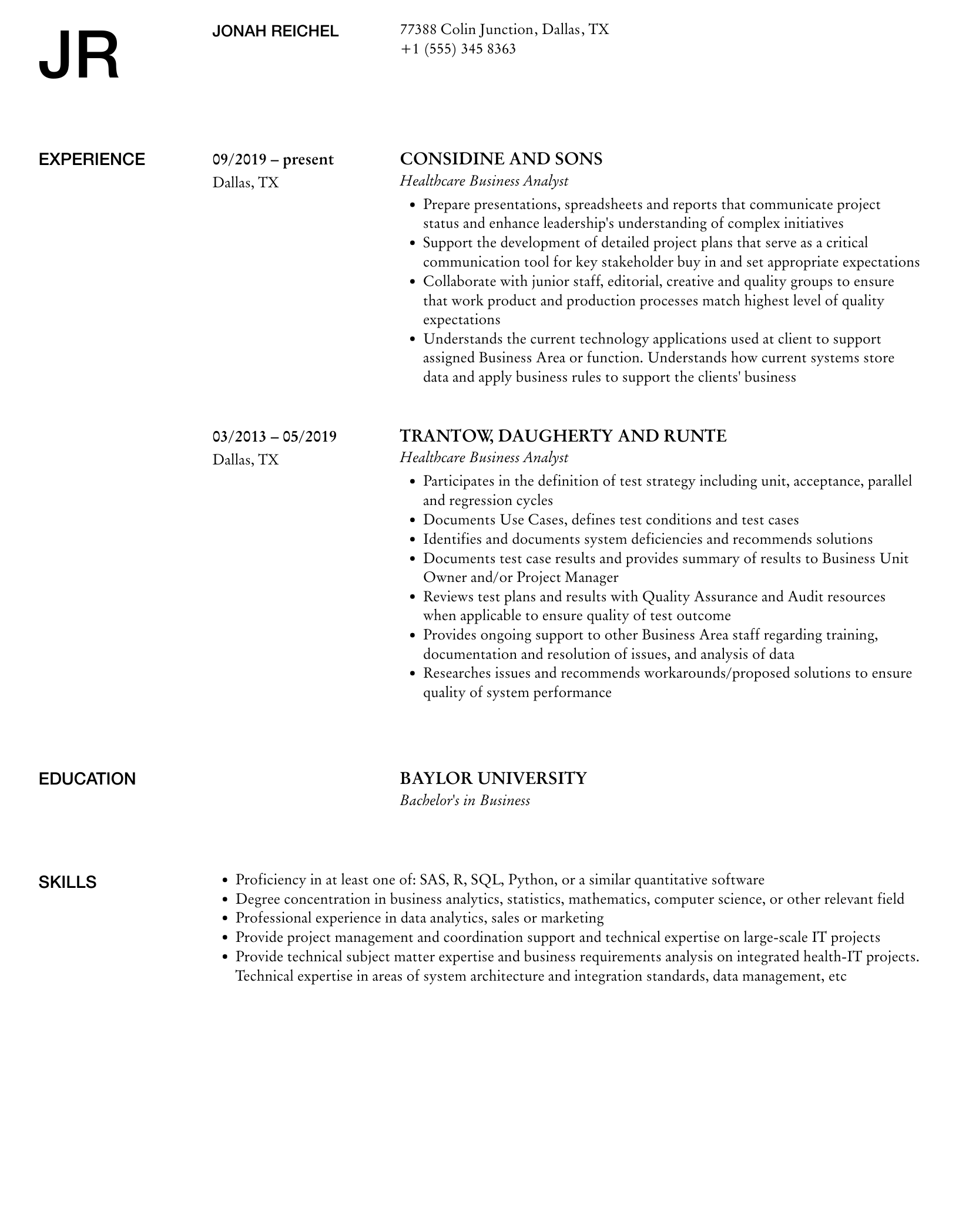 Crafting an Impressive Business Analyst Resume Healthcare Sample: Tips and Best Practices