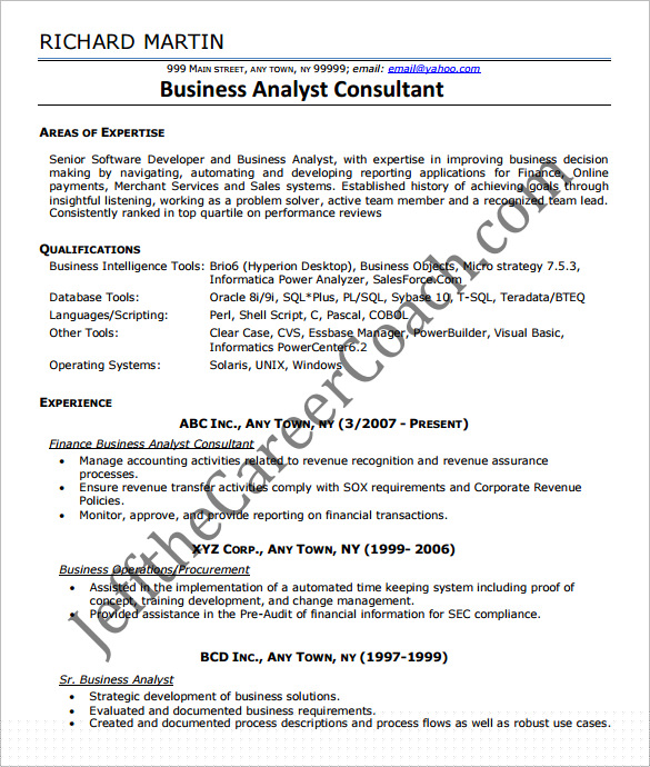 Essential Guide to Crafting the Perfect Business Analyst Resume Template Doc
