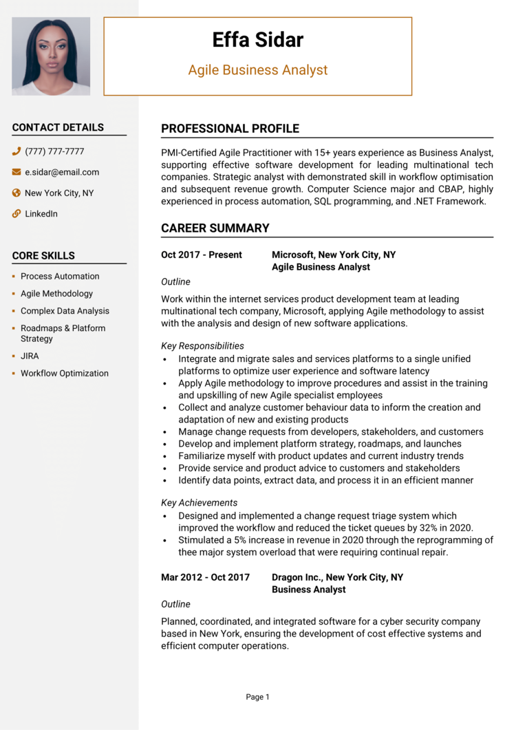 Crafting an Effective Business Analyst Resume With Agile Experience