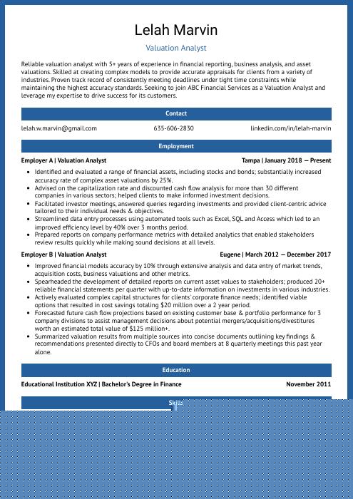 Crafting the Perfect Business Valuation Analyst Resume: Key Skills and Tips for Success