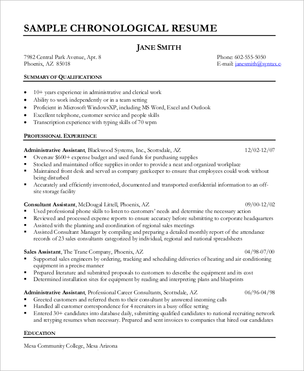 How to Craft an Impressive Chronological Resume Example for Students