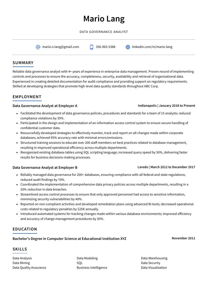 Crafting the Perfect Data Governance Analyst Resume: Tips and Best Practices