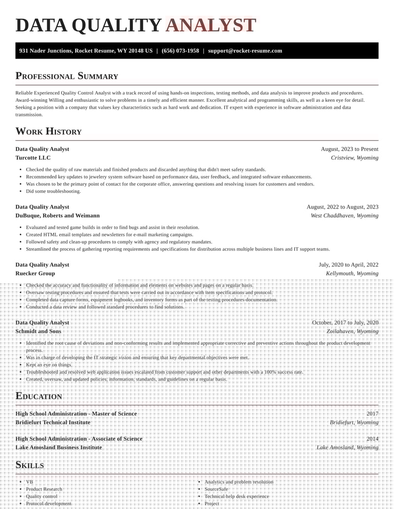Crafting a Winning Data Quality Analyst Resume Example: Tips and Insights