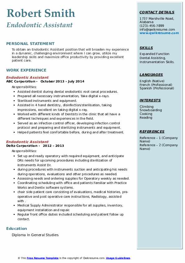 Tips for Crafting an Impressive Dental Assistant Resume Endodontics