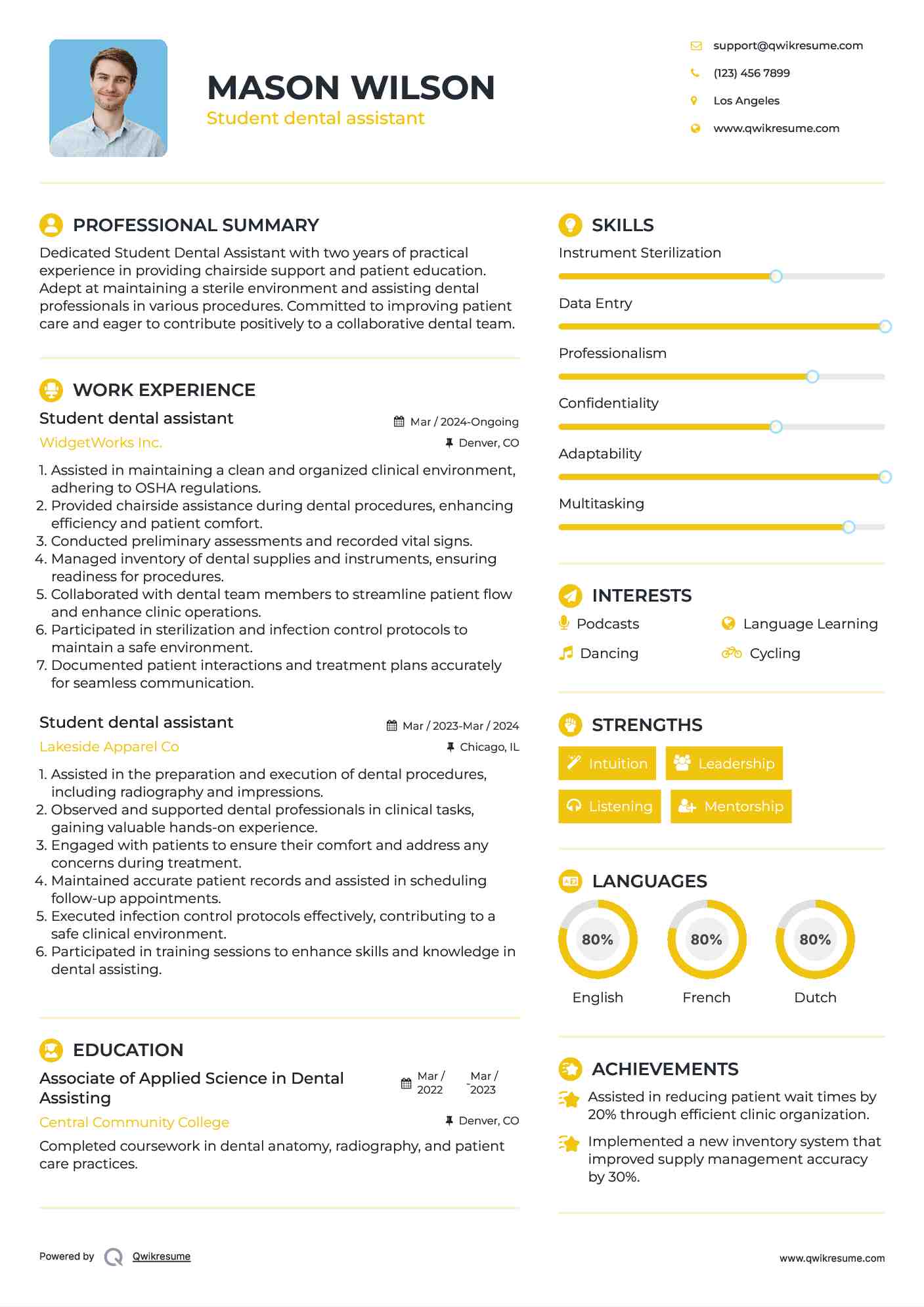 Crafting a Winning Dental Assistant Resume for Students: Tips and Examples