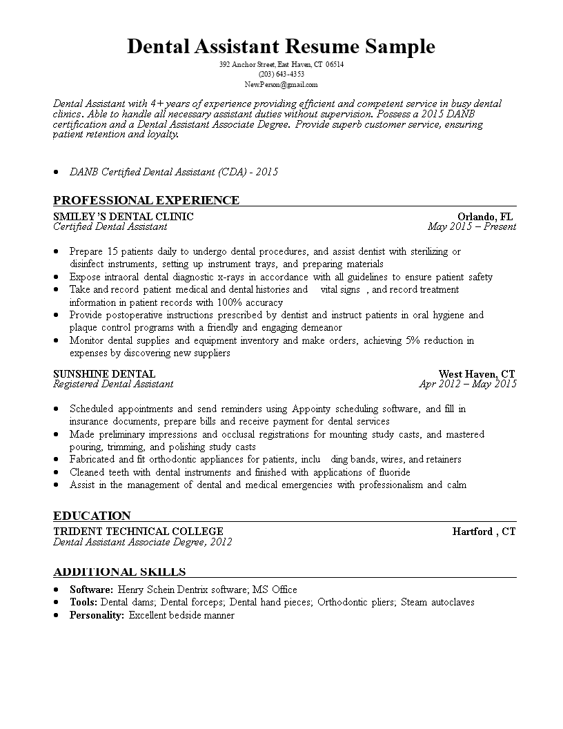 Comprehensive Guide to Dental Assistant Sample Resume Templates