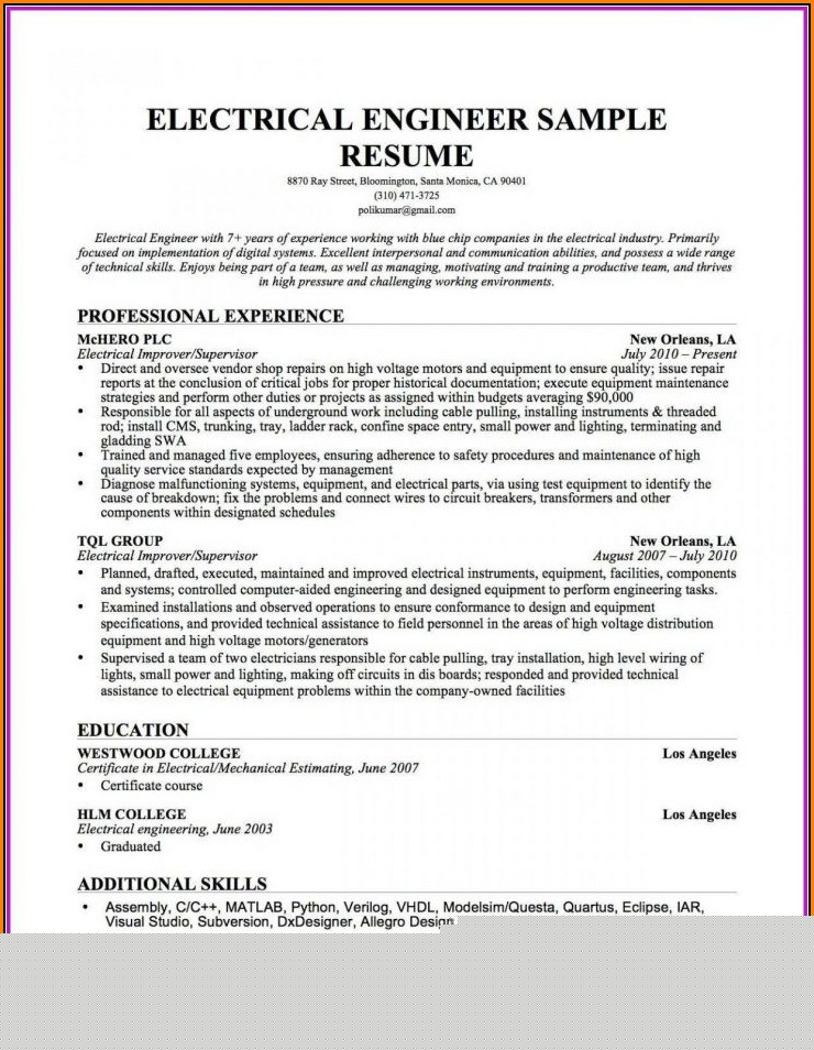 Crafting the Perfect Electrician Resume Template Microsoft Word for Your Job Search
