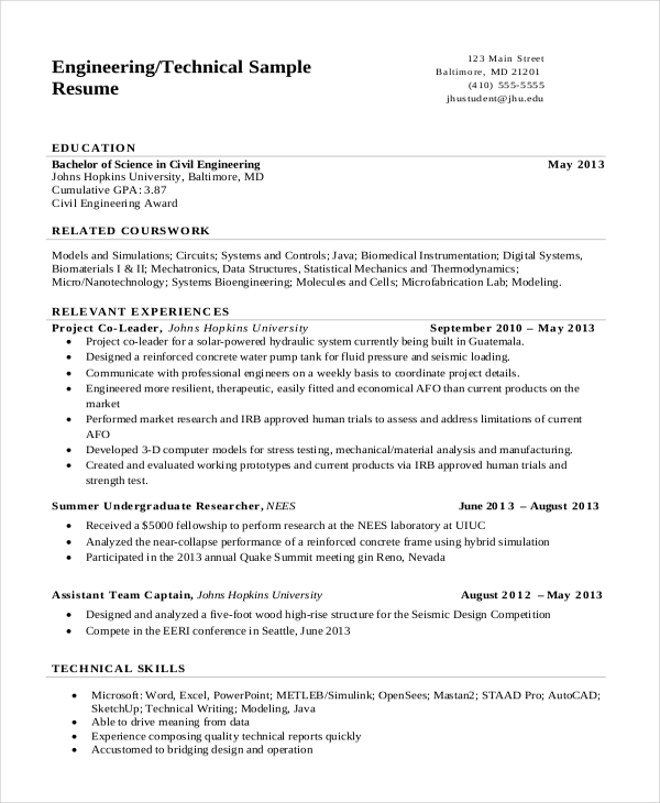 Landing Your Dream Job: The Ultimate Engineer Resume Template Microsoft Word