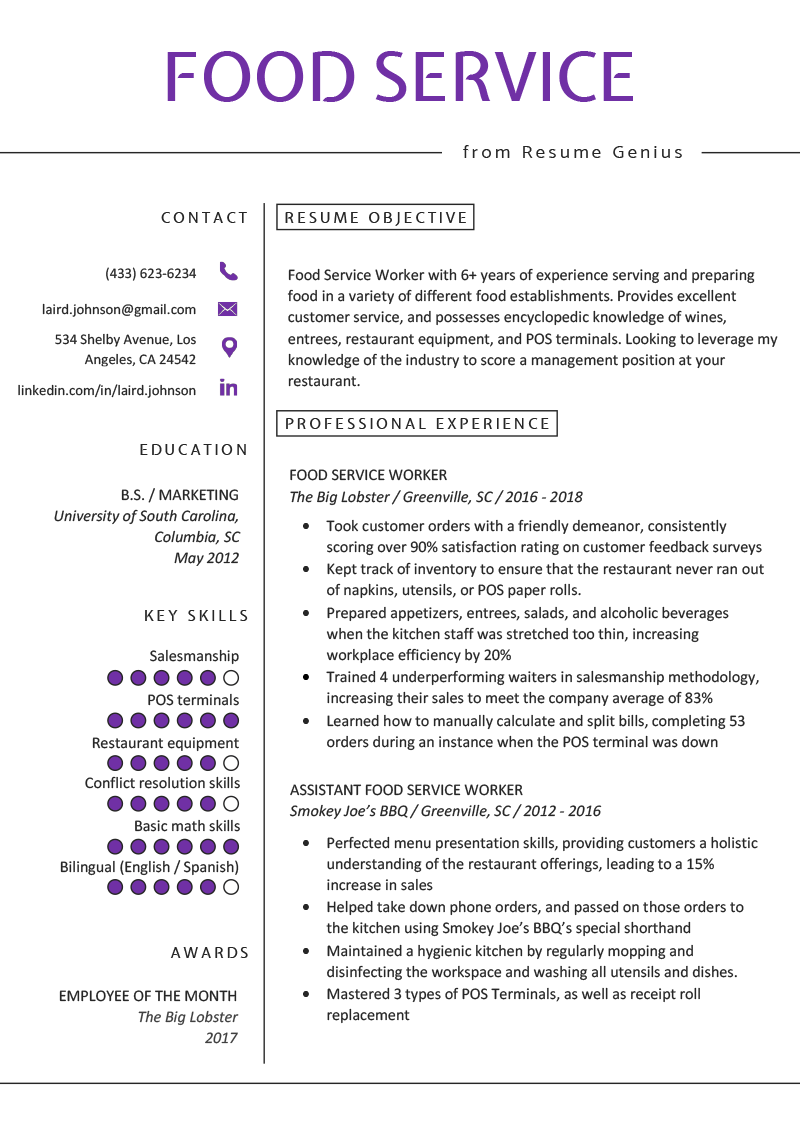 Essential Insights for Crafting an Impressive Food Server Responsibilities Resume