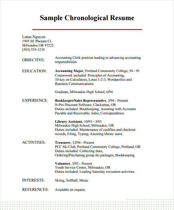 Explore Creative Free Chronological Resume Templates Microsoft Word for Your Job Search