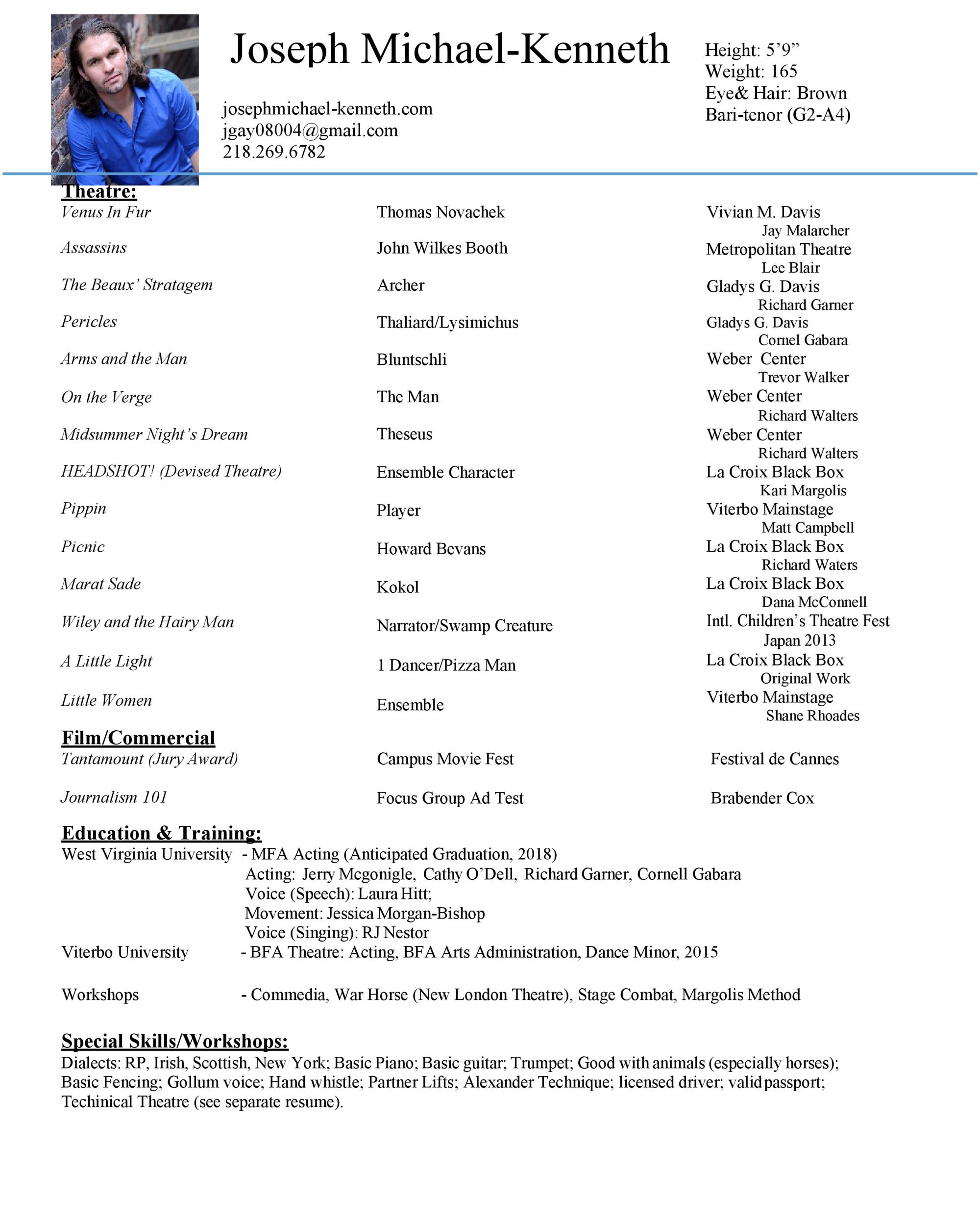 Craft Your Career with Our Free Online Acting Resume Template