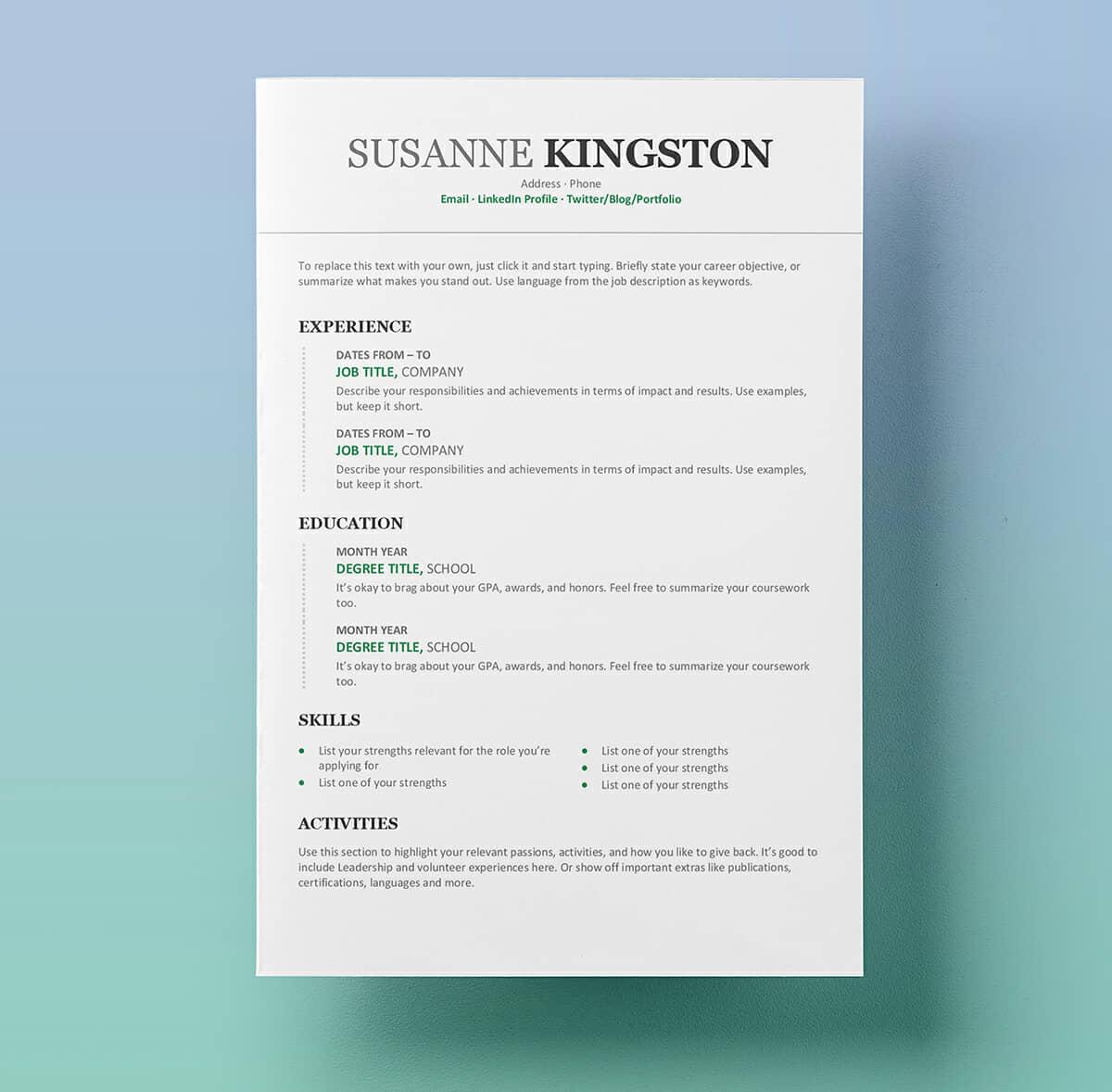 Enhance Your Job Search with Free Printable Resume Templates Microsoft Word