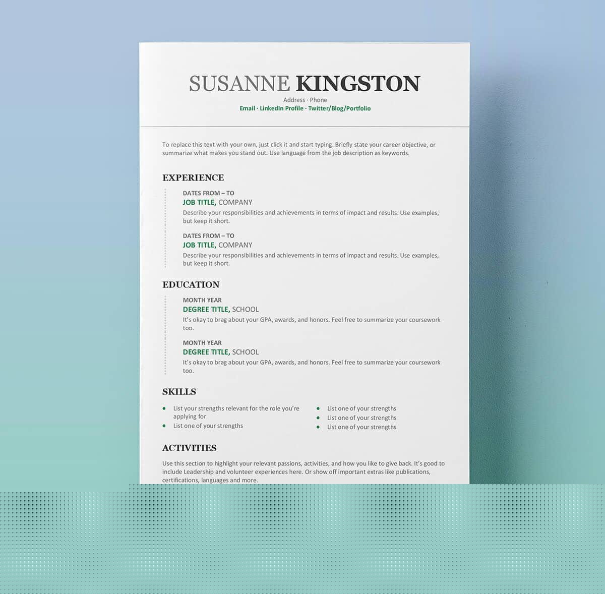 Unlock Your Career Potential with Our Free Resume Format For Microsoft Word