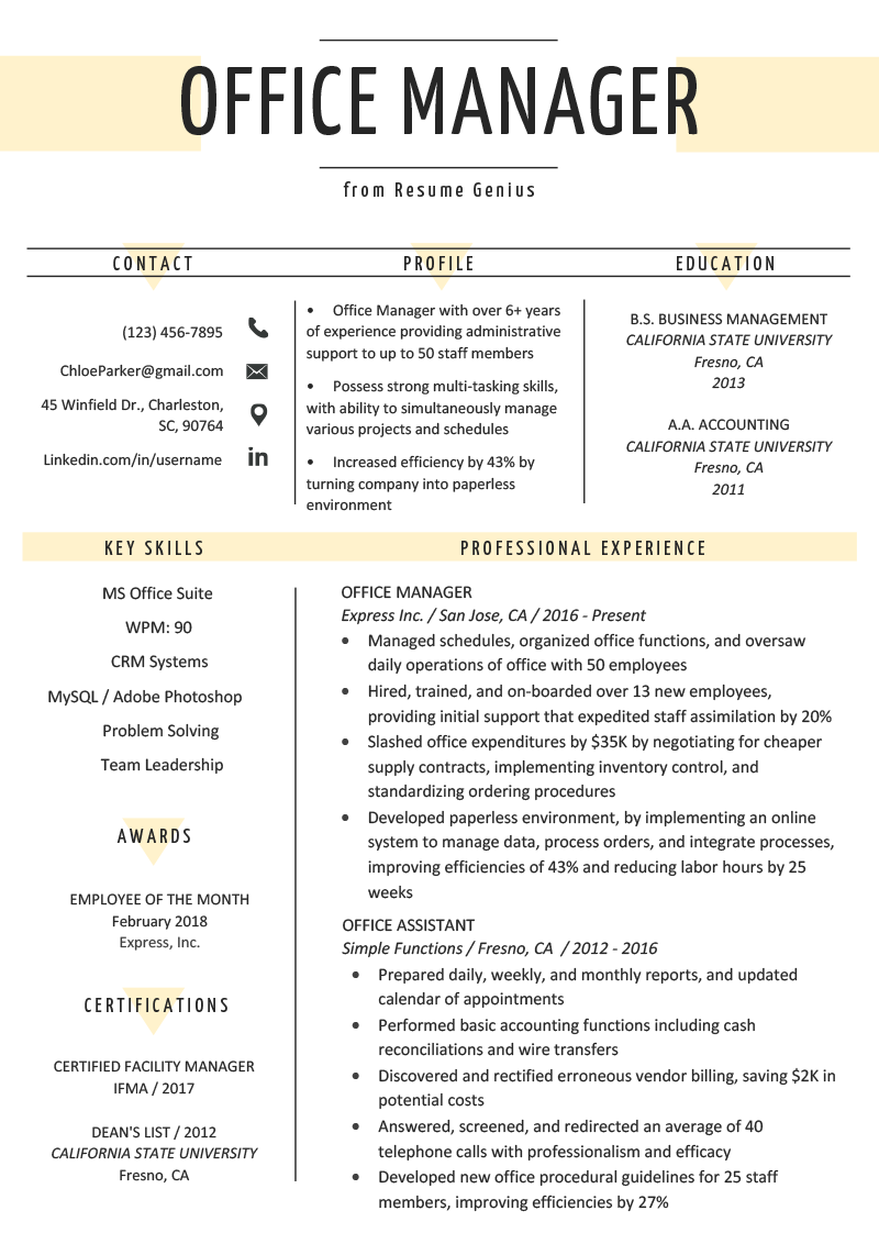 Comprehensive Guide: Functional Resume Example For Office Manager