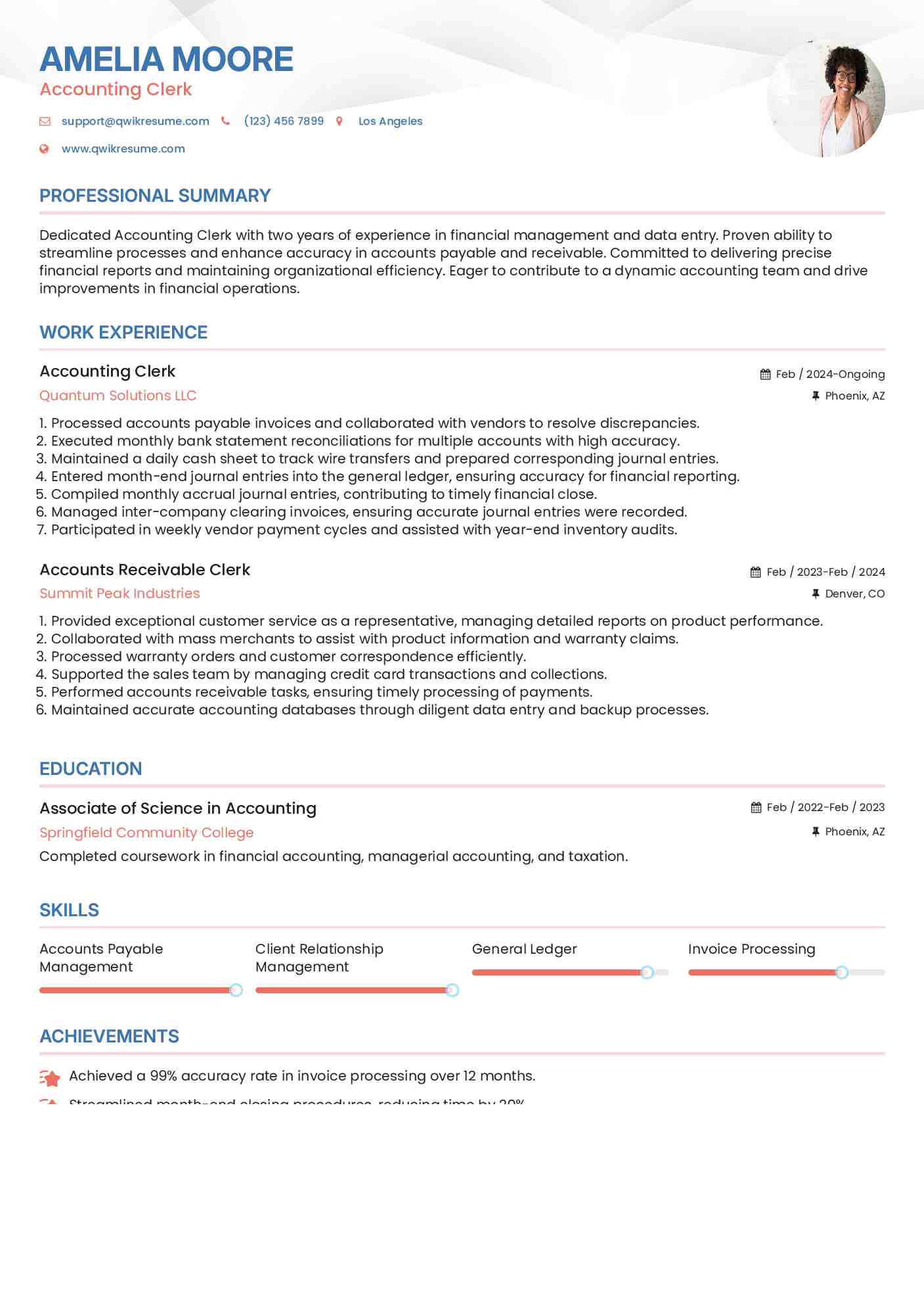 Creating a Standout Functional Resume Sample Accounting Clerk: Tips and Examples