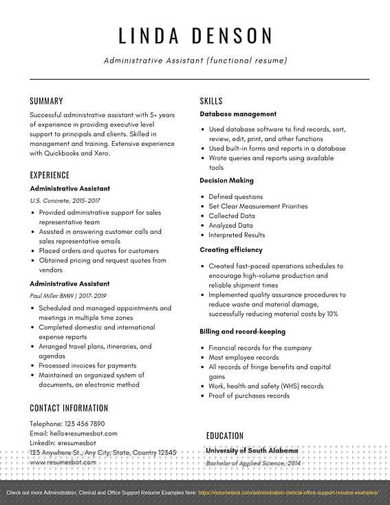 Comprehensive Guide: Functional Resume Sample Administrative Assistant for Job Seekers