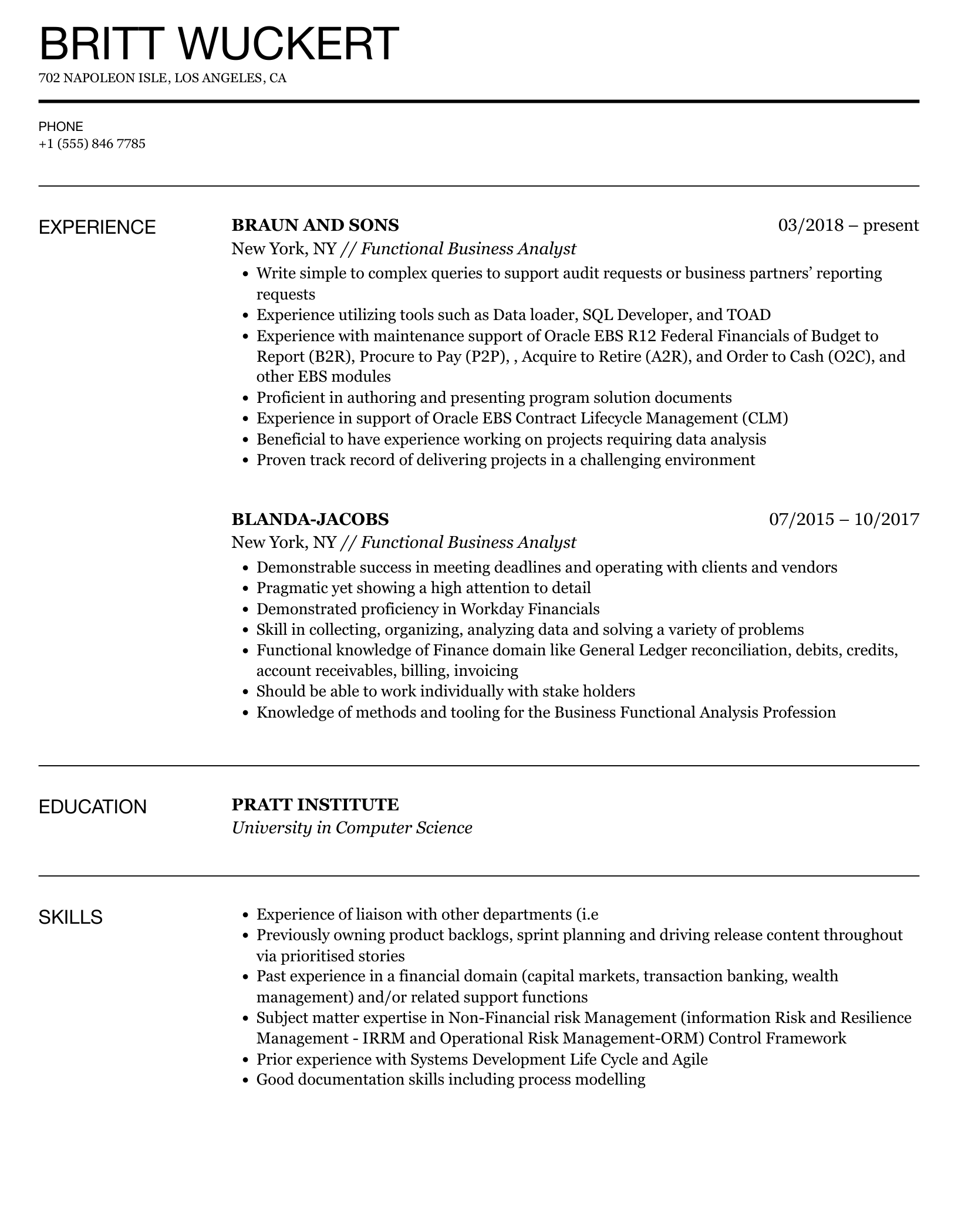 Crafting Your Future: A Comprehensive Functional Resume Sample Business Analyst