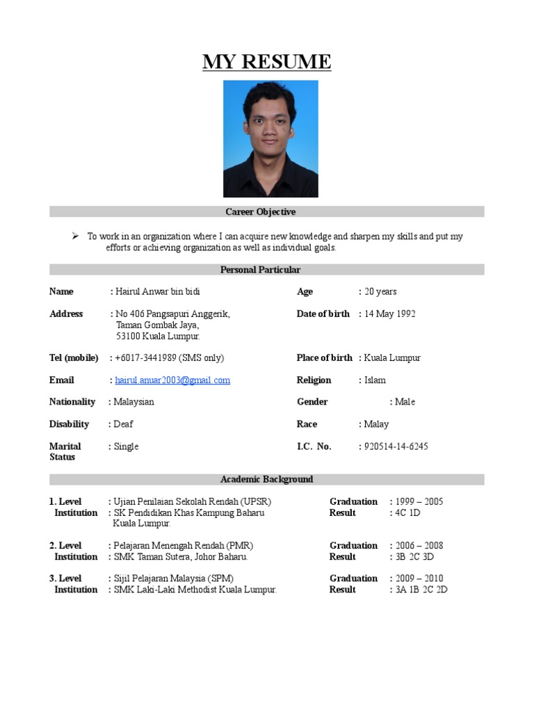 Exploring a Good Resume Example in Malaysia: Tips and Templates for Job Seekers