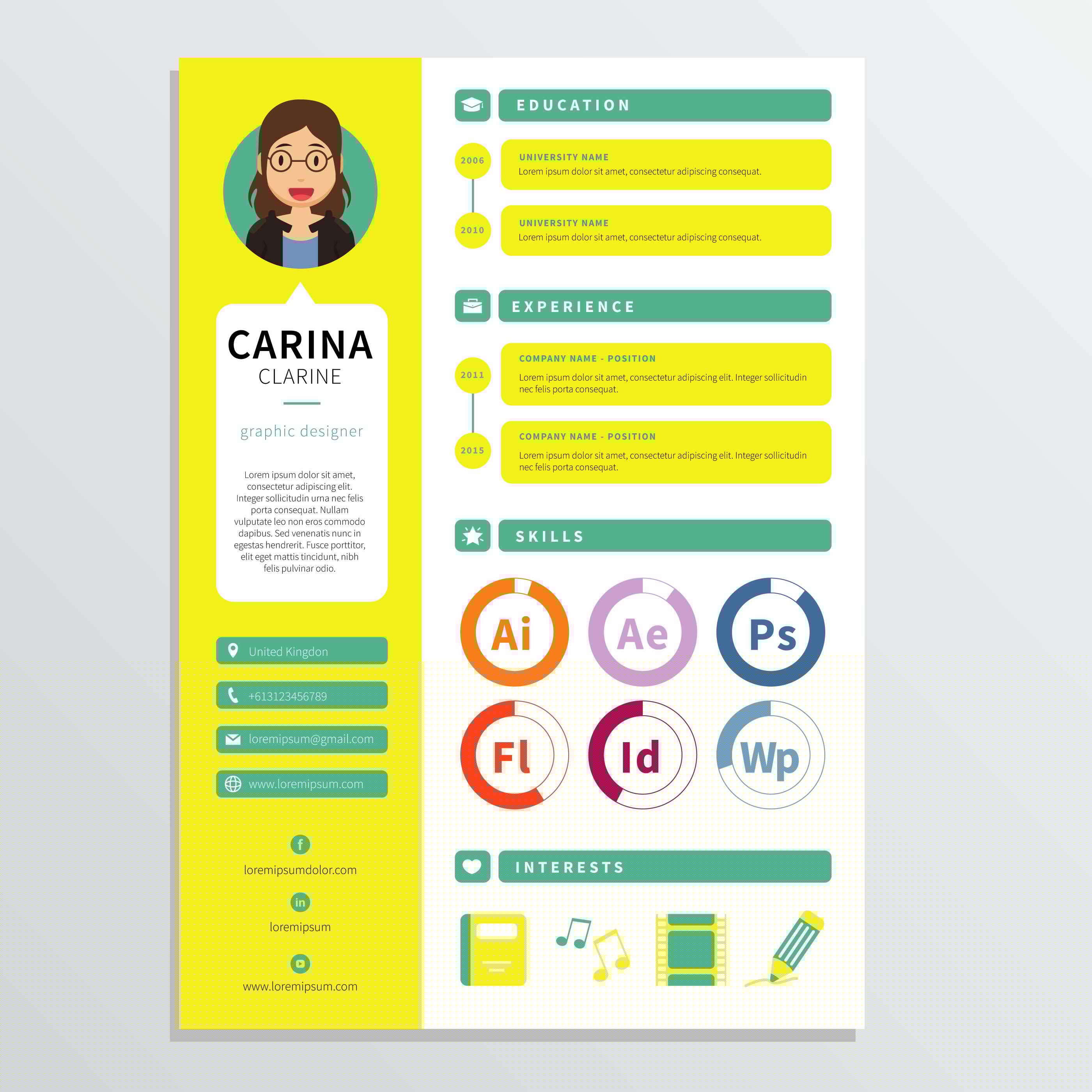 Elevate Your Job Search with a Stunning Graphic Design Resume Template Vector