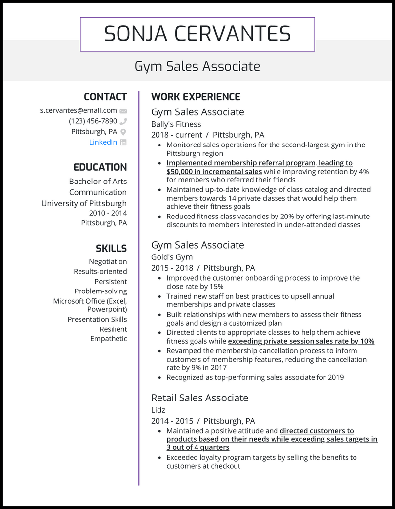Crafting a Winning Gym Sales Associate Resume: Tips and Examples