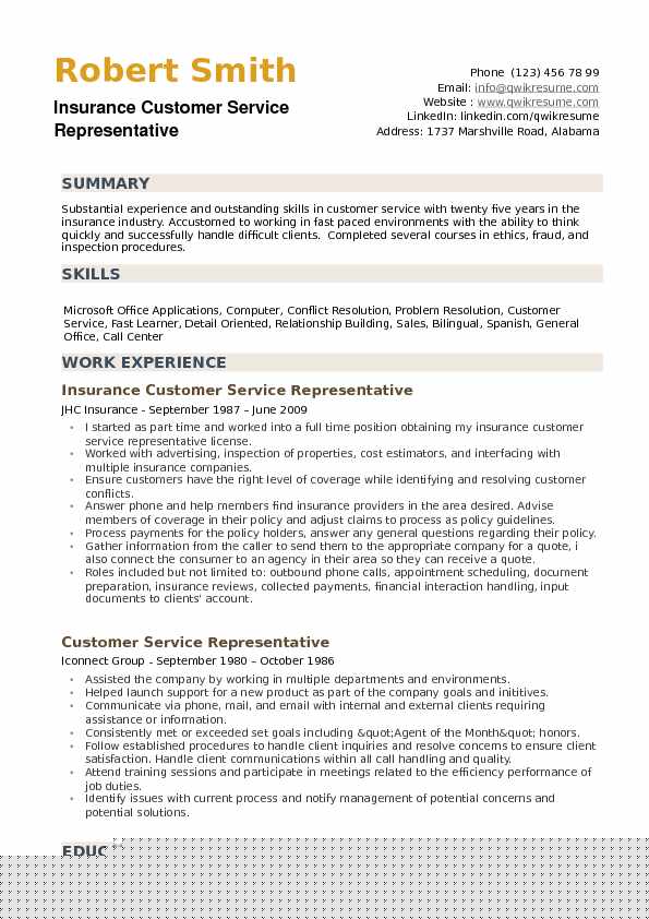Essential Health Insurance Customer Service Representative Resume Examples for Success