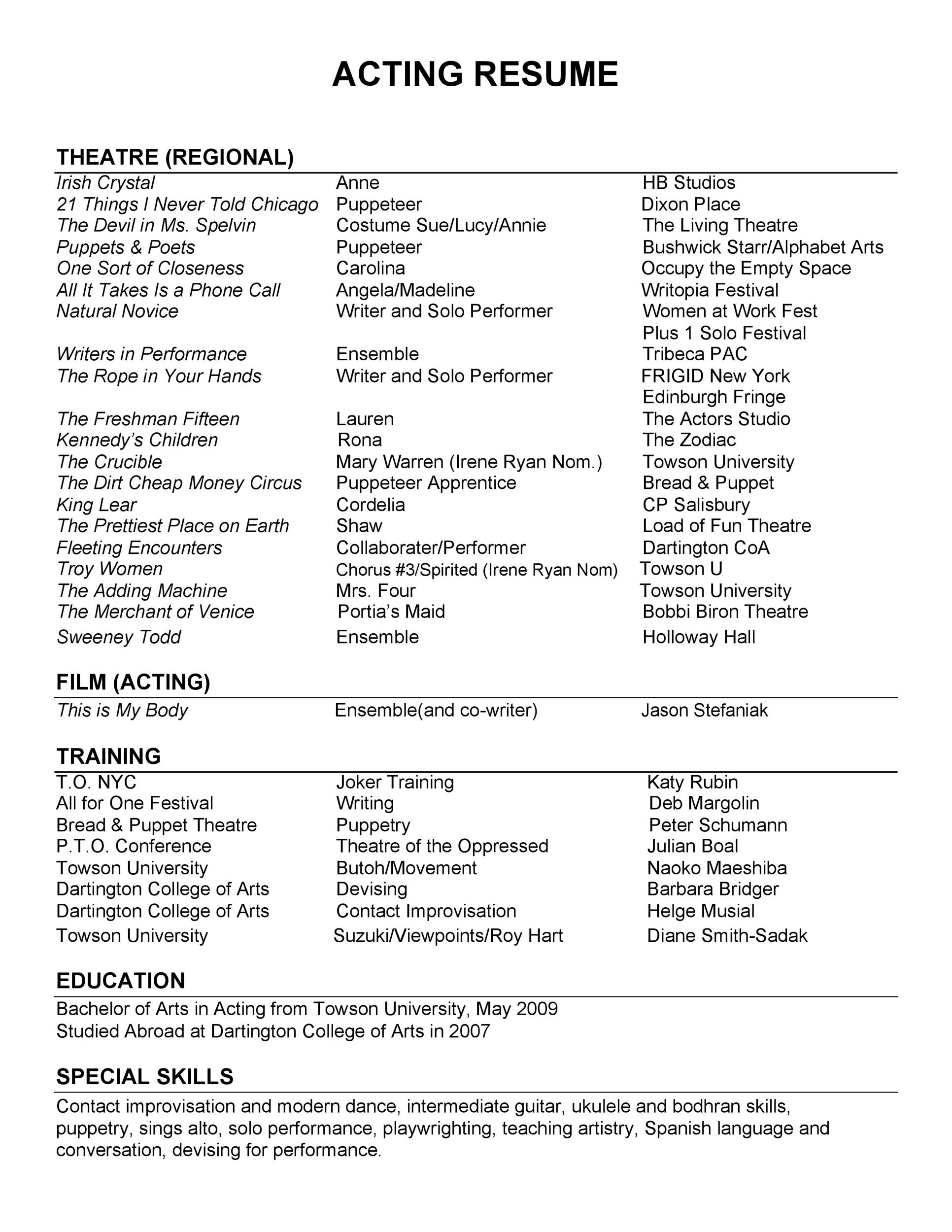 Crafting Your Future: The Ultimate High School Acting Resume Template