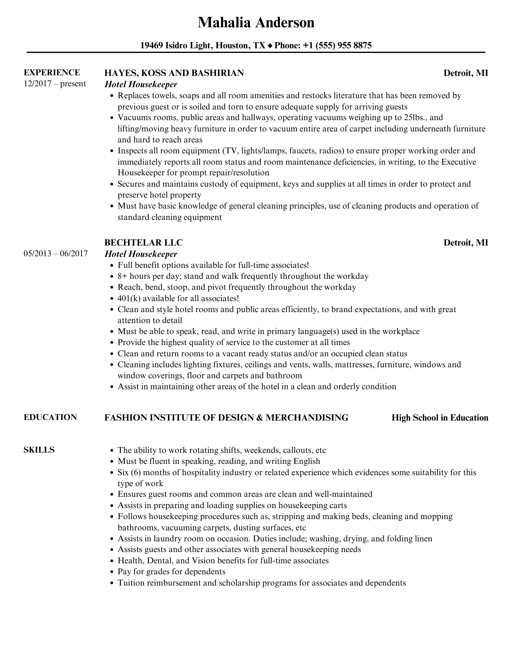 Essential Tips for Crafting an Impressive Hotel Housekeeping Job Resume