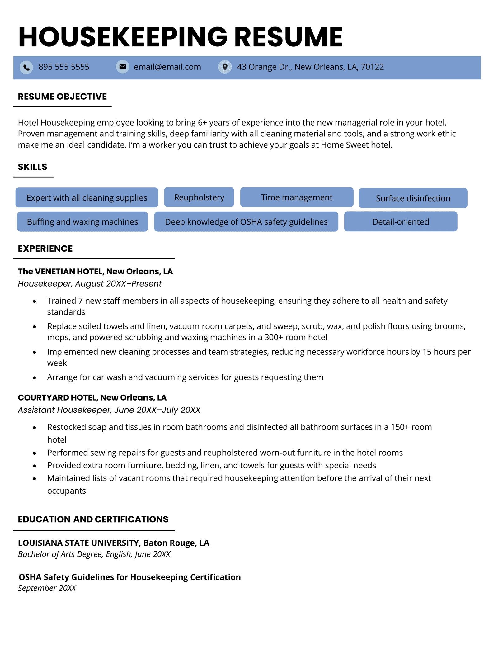Creating a Winning Housekeeper Resume Sample No Experience: Tips and Examples