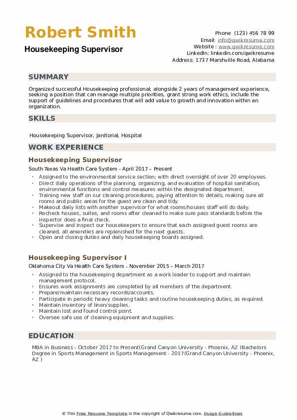 Crafting a Winning Housekeeping Supervisor Best Resume: Tips and Tricks for Success