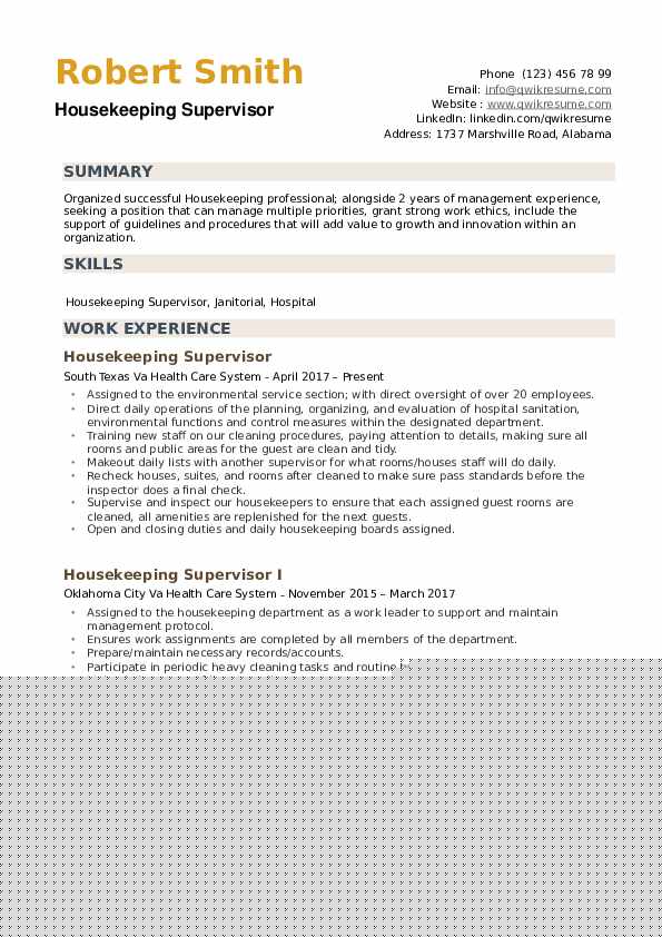 Essential Tips for Crafting a Winning Housekeeping Supervisor Job Resume