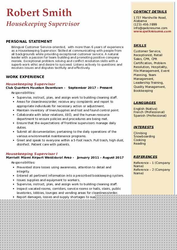 Essential Tips for Crafting an Impressive Housekeeping Supervisor Responsibilities Resume