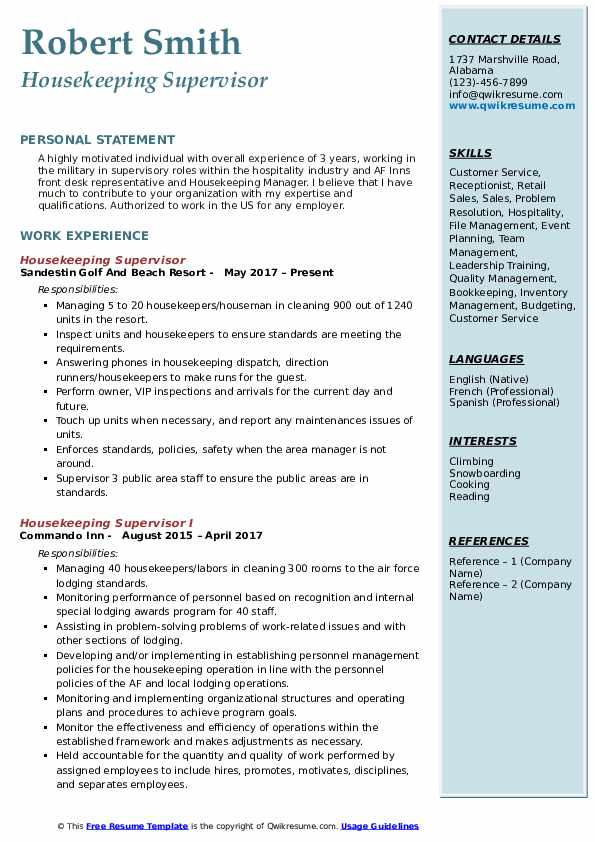 Crafting the Perfect Housekeeping Supervisor Resume Objective: Tips and Examples