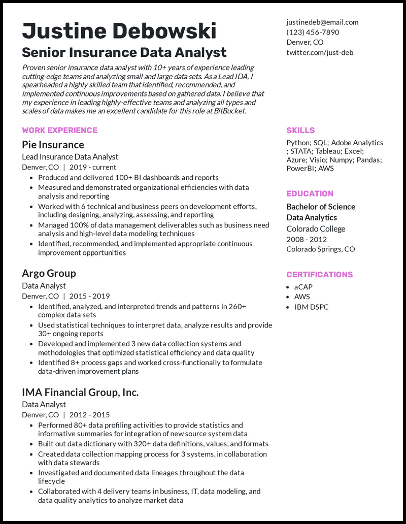 Crafting a Winning Insurance Data Analyst Resume: Tips and Examples to Stand Out