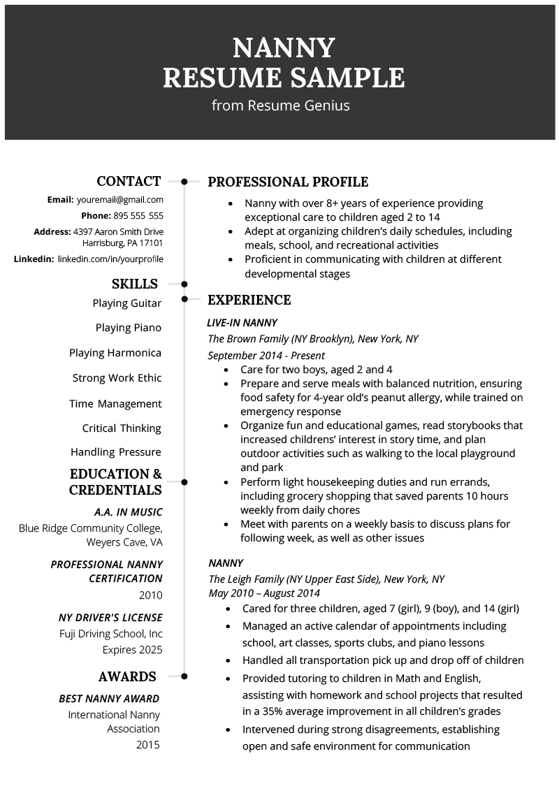 Essential Guide: List Of Nanny Duties Resume for Aspiring Caregivers