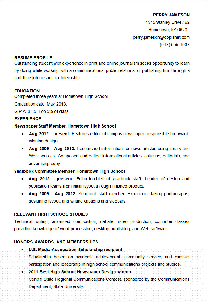 Creating a Standout Microsoft Word Resume Template High School Students Can Use